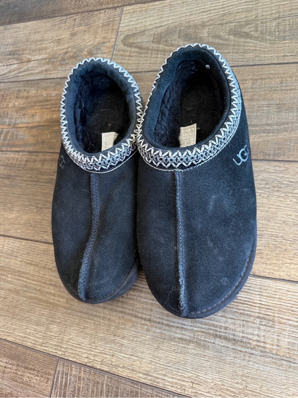 UGG Black Shearling-Lined Slip-On Slippers